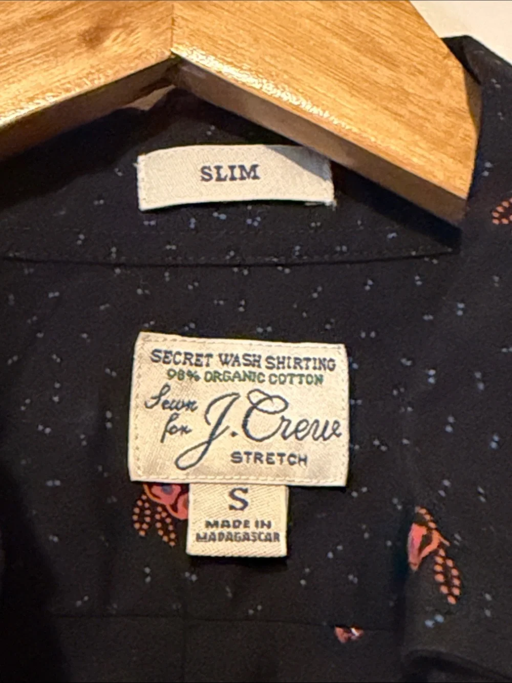 J. Crew  Button-Down Shirt with Red Micro Floral Motif